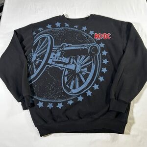 AC/DC Cannon Crewneck Black Sweatshirt Embroidery size M